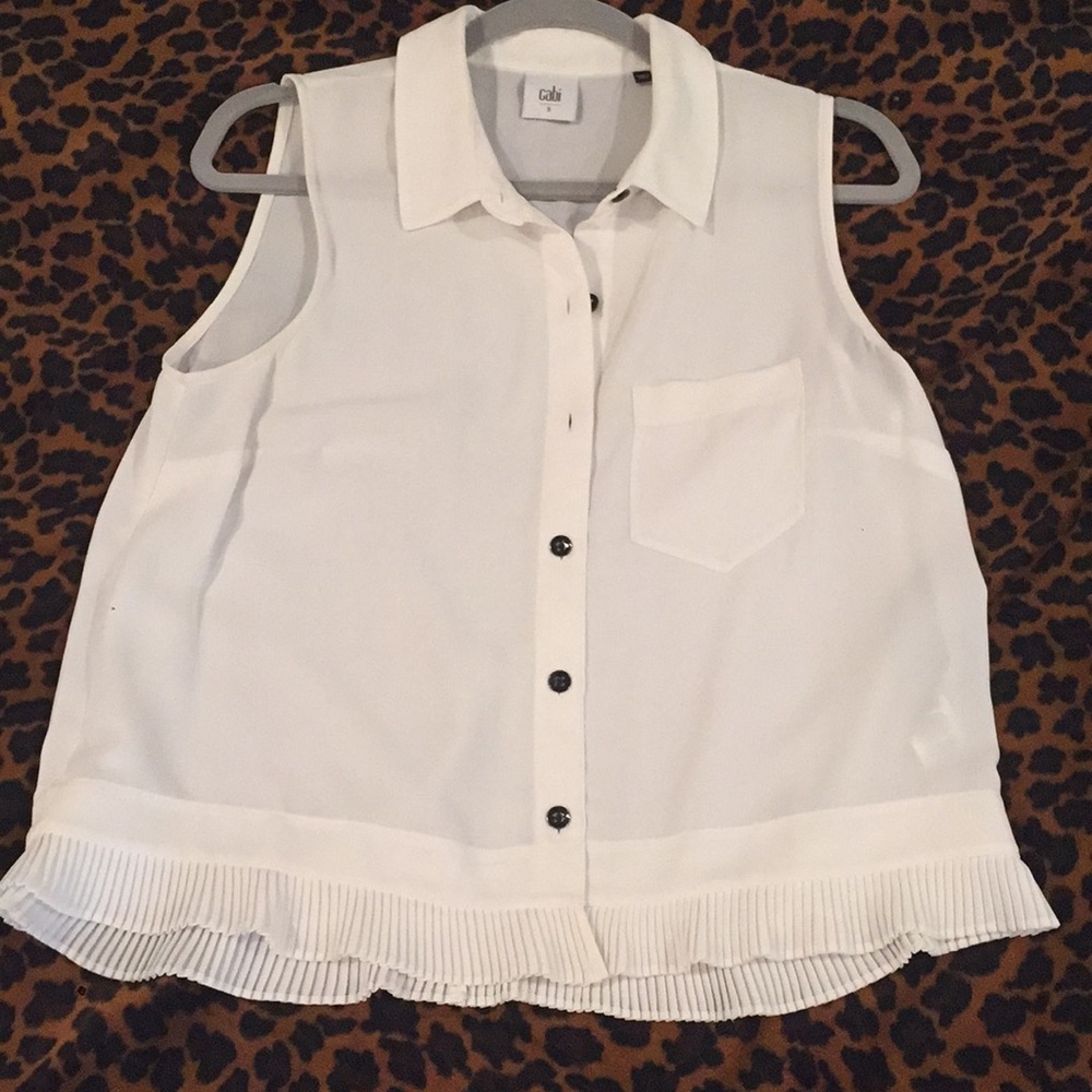 White Button Down Sleeveless Blouse - image 1
